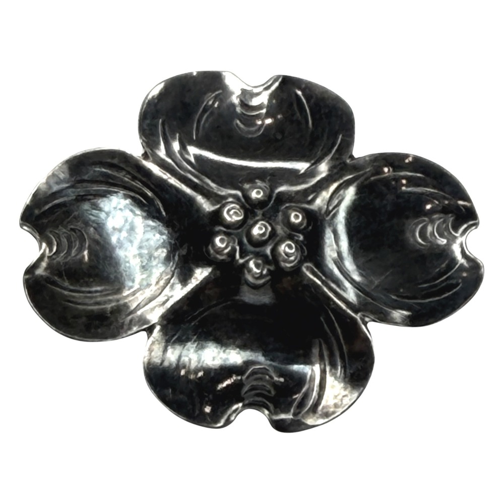Vintage Stuart Nye Brooch Sterling Silver Dogwood Flower Pin Handwrought